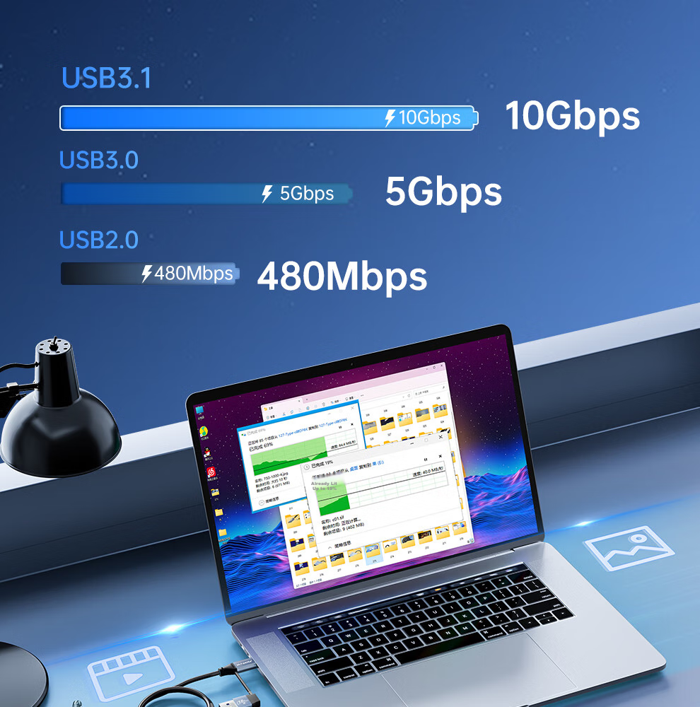 Кабель ULT-unite Type-C/USB 2-в-1, 10 Гбит/с, PD 100 Вт, 4K@60Hz, 0.2 м