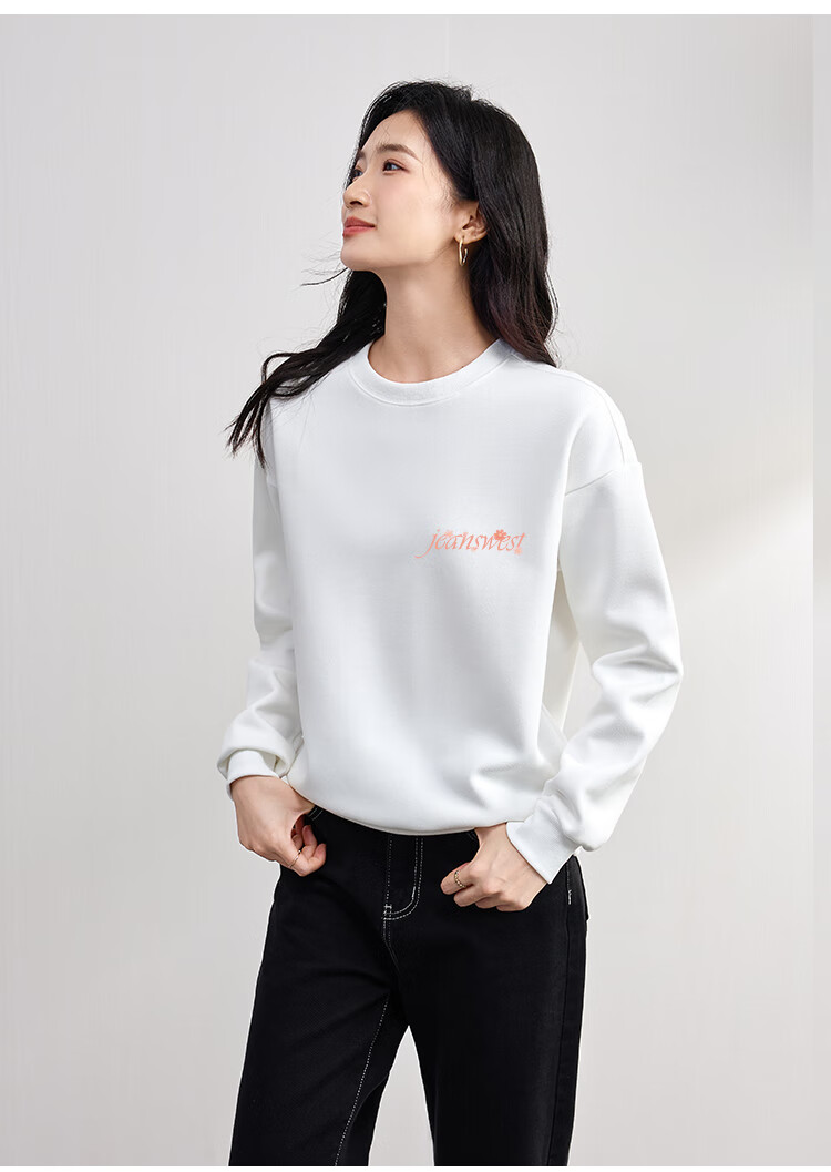 Свитшот женский Jeanswest, осенний, повседневный, с принтом, круглым вырезом, универсальный, с длинным рукавом, цвет "Бобровый зеленый", размер L