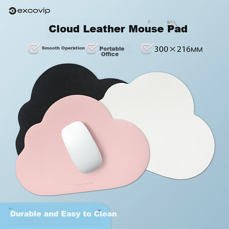 Коврик для мыши EXCO Cloud Leather, маленький, водонепроницаемый, из искусственной кожи, розовый, 30x21.6 см