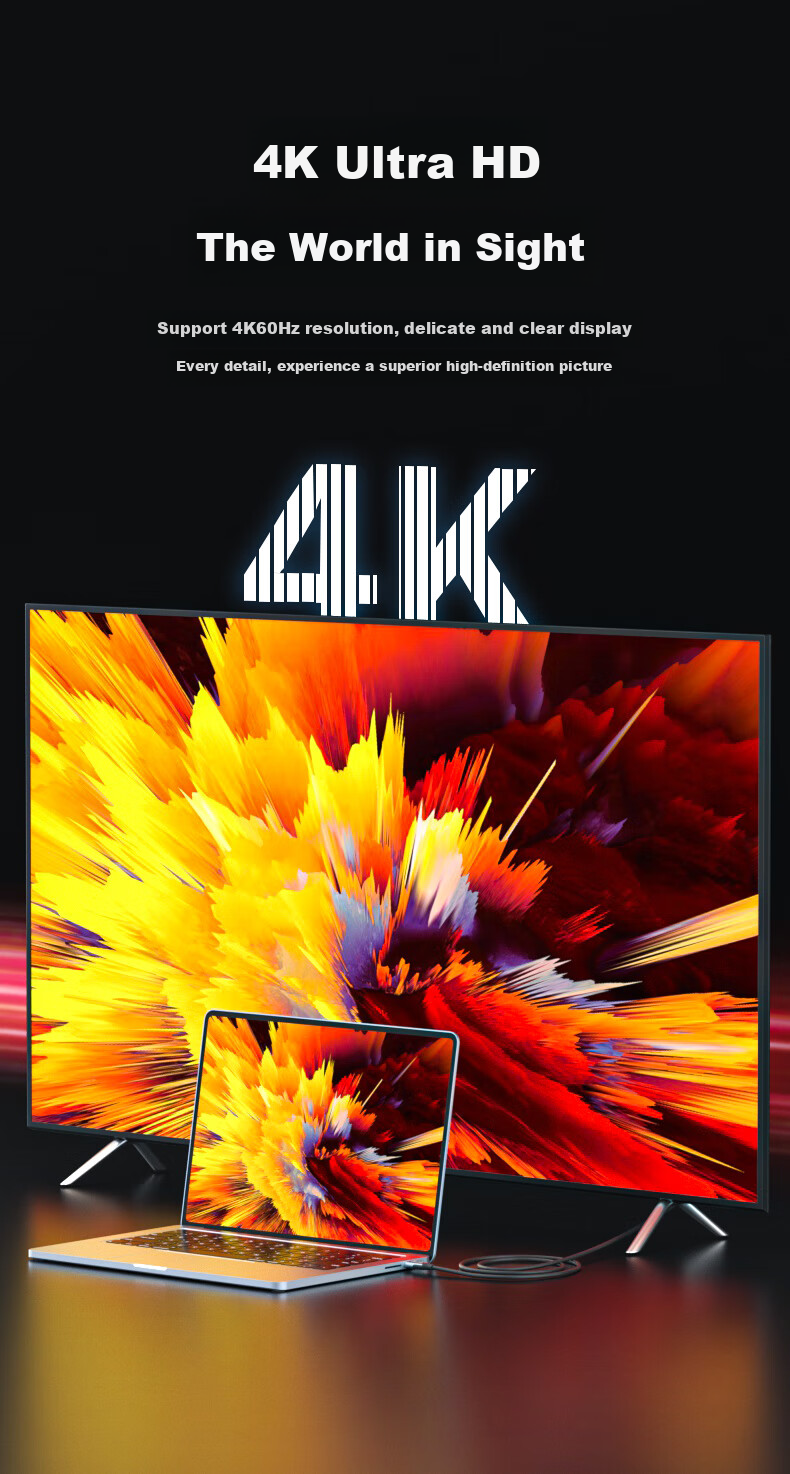 Кабель LinkStone Type-C - HDMI, 4K@60Hz, 3 метра, черный