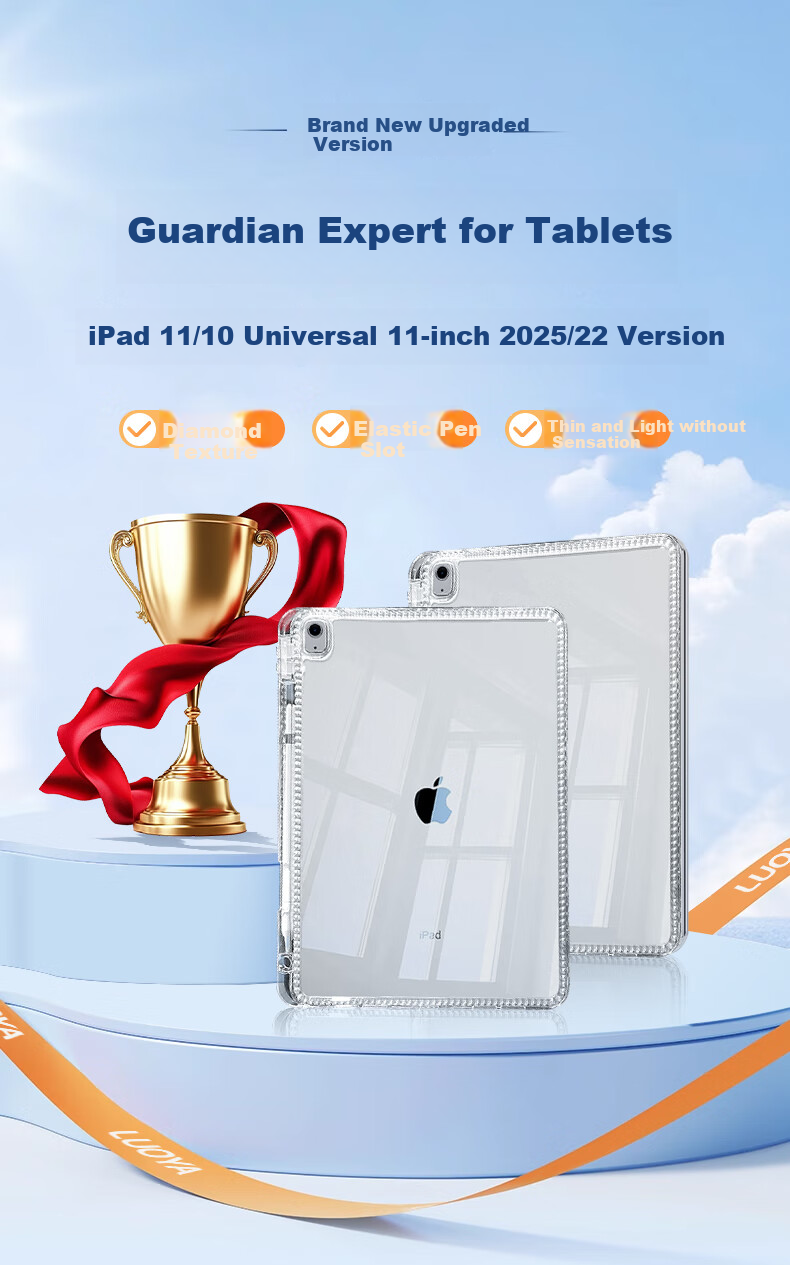 Чехол-книжка KOOLIFE для iPad 11/10 (2025 A16), 10.9 дюймов, прозрачный, с держателем для стилуса, противоударный