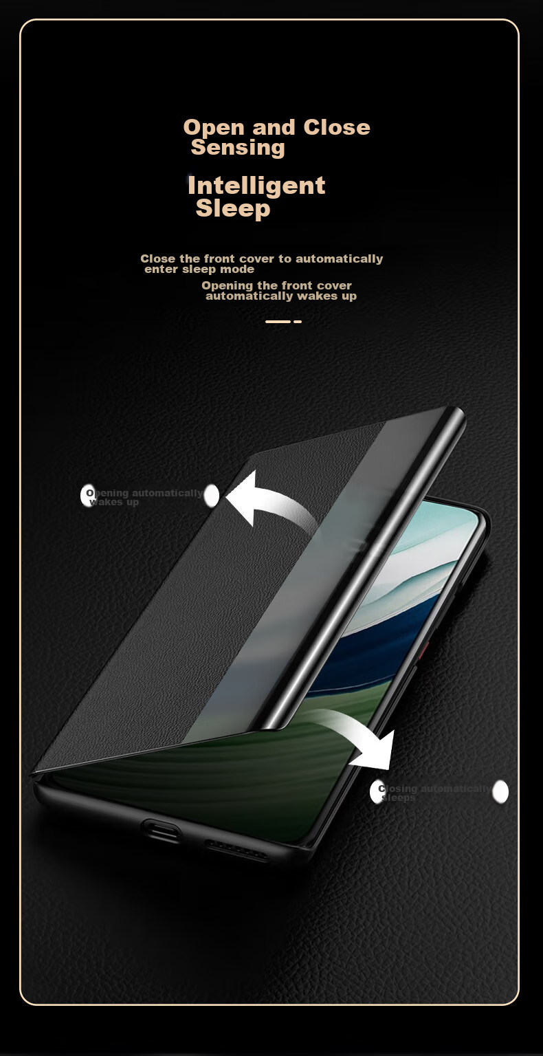 Чехол-книжка KOOLIFE из натуральной кожи для Huawei Mate60 Pro, с окном для просмотра уведомлений, противоударный, бизнес-стиль, черный