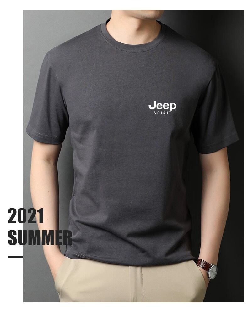 Мужская футболка JEEP SPIRIT, летняя, с коротким рукавом, из чистого хлопка, для спорта и отдыха, черная, размер 2XL