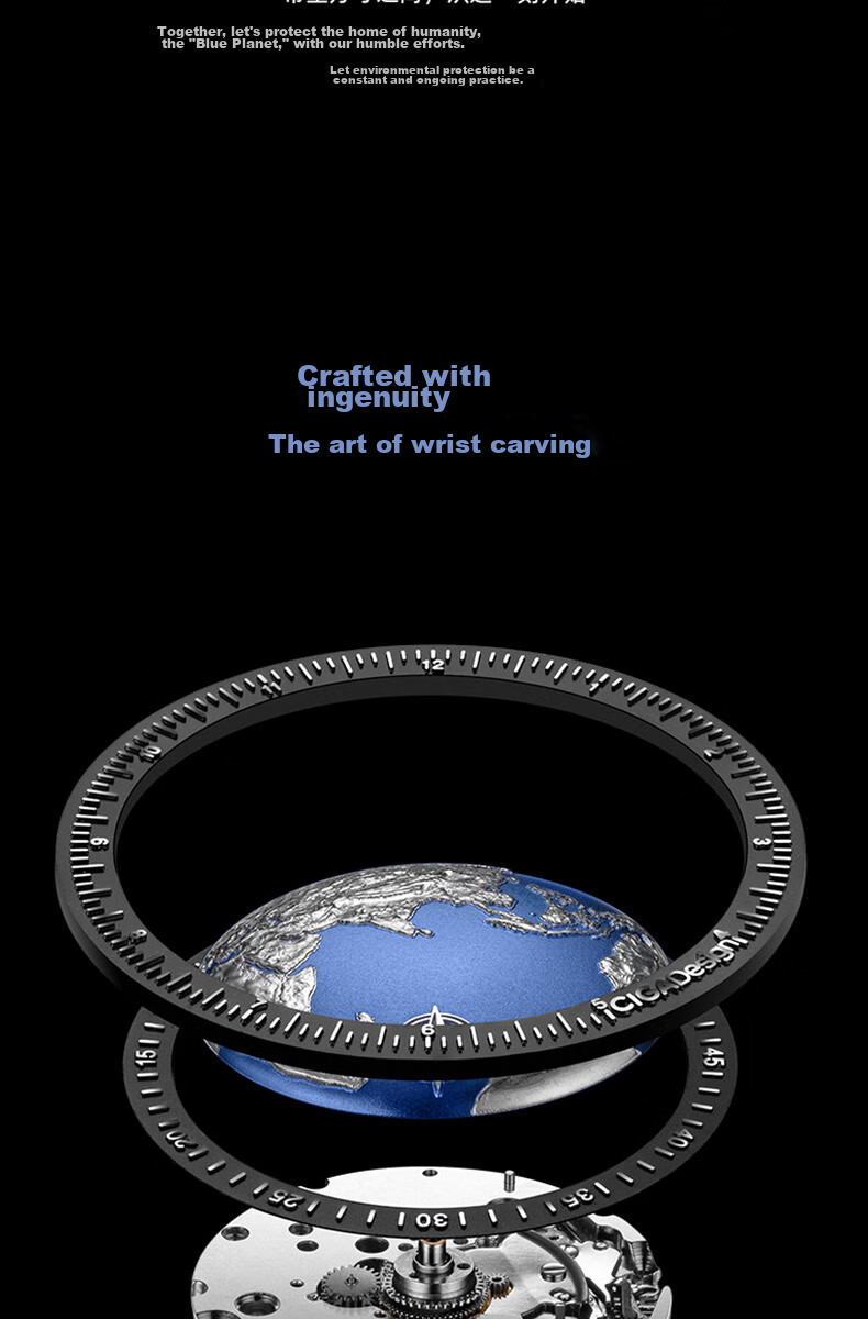 CIGA DESIGN U Series Blue Planet Earth Watch Upgraded Version Wristwatch, Men's Watch, New Year Gift