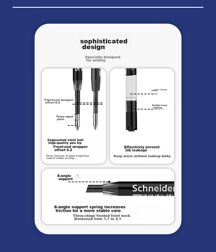 Шариковая ручка Schneider Gelion+, 0.5 мм, черная, быстросохнущая, синий корпус