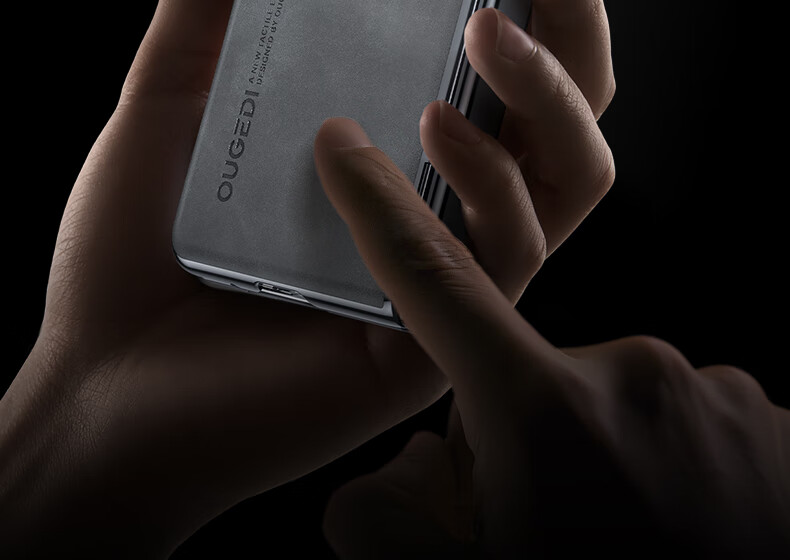 Чехол-книжка Ougedi для Huawei Mate X5, из натуральной кожи, с защитой камеры, противоударный, бизнес-стиль, светло-серый
