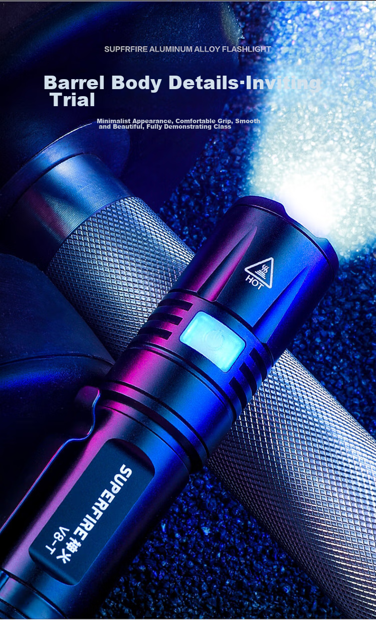 Сверхмощный фонарик SupFire V8-T с зумом, перезаряжаемый USB-фонарик большой дальности для езды на велосипеде, аварийный фонарь для домашнего использования, 15 Вт