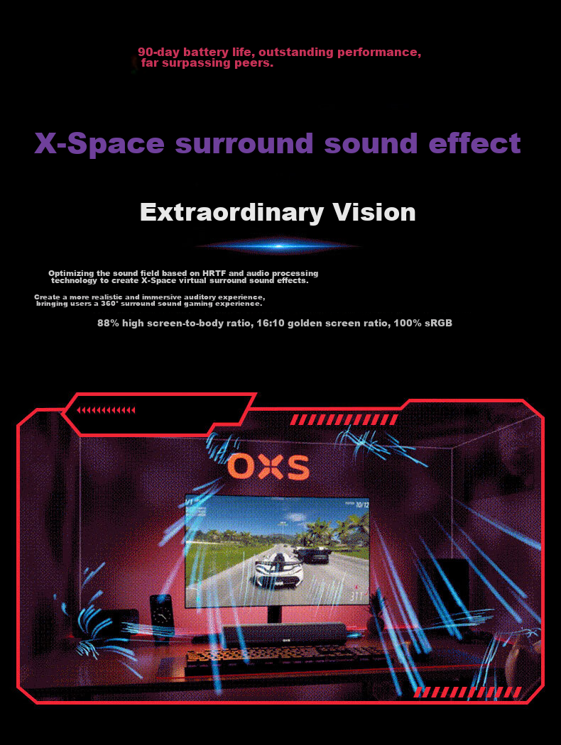 Игровые колонки OXS Thunder Lite S2, виртуальный 7.1.2, стерео, черный