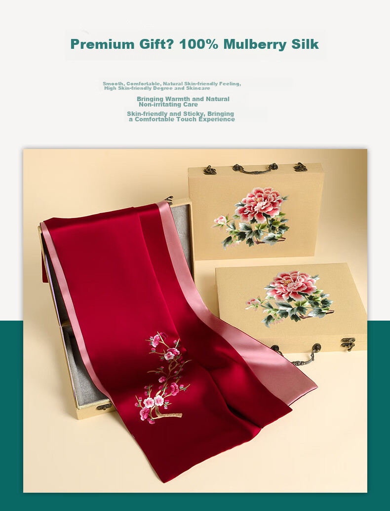 Шелковый шарф Hangsilu Suzhou Embroidery с вышивкой для женщин, зимний шарф из тутового шелка, подарочная коробка высокого класса, подарок на день рождения и праздник для мамы, новогодний подарок