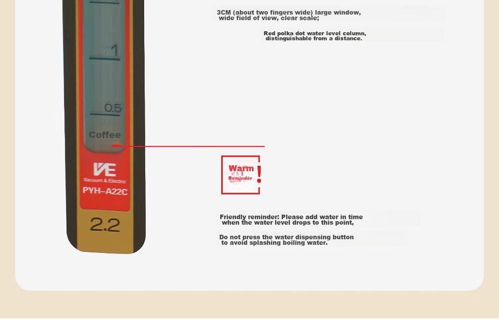 Электрический водонагреватель TIGER PYH-A22C, умный чайник с 3-ступенчатой вакуумной изоляцией, защита от протечек, 2.2 л