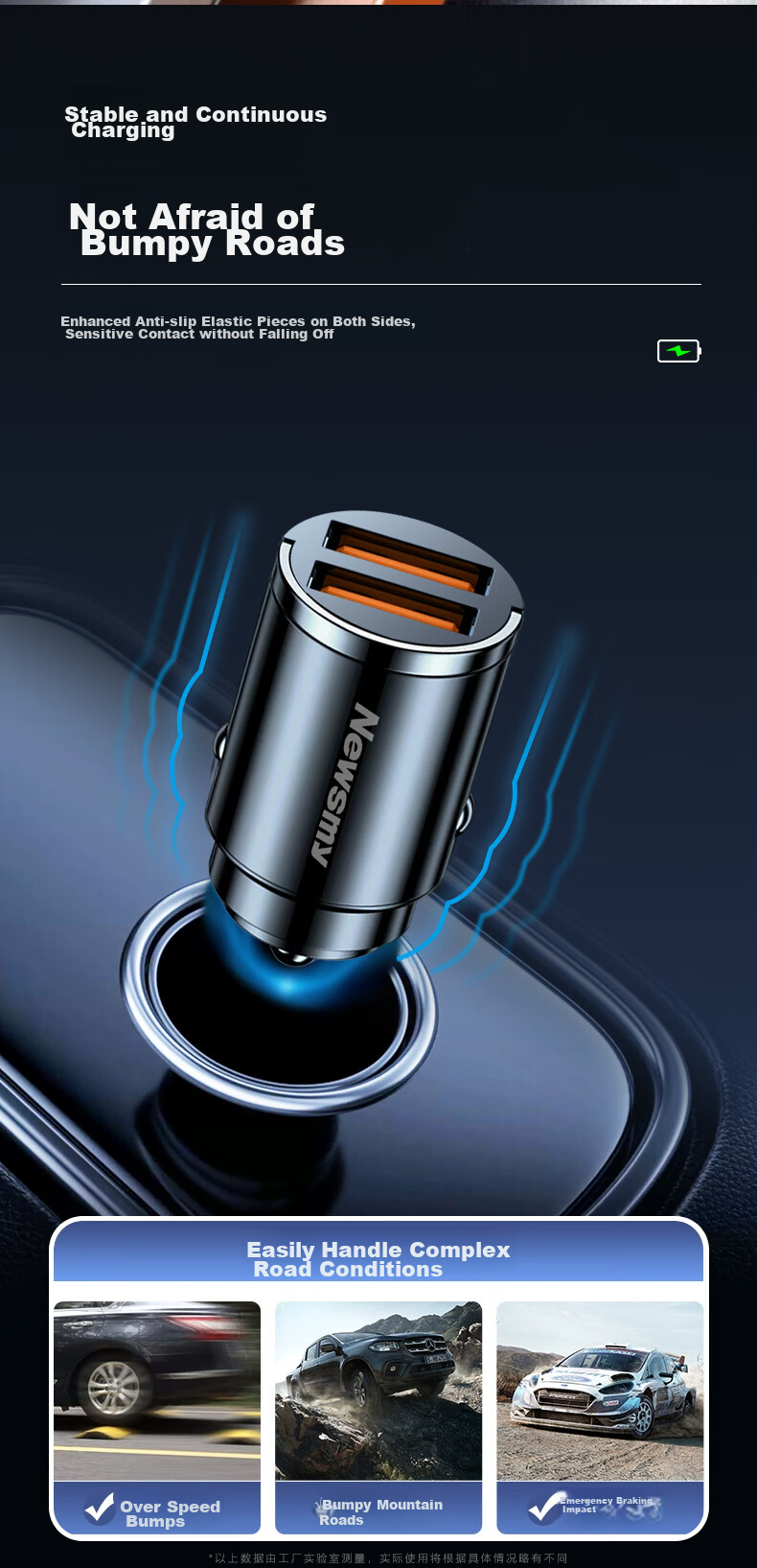 Автомобильное зарядное устройство Newsmy Dual Port Super Fast Charging Flash Charger, многофункциональная мини-зарядка для автомобильного прикуривателя, 100 Вт