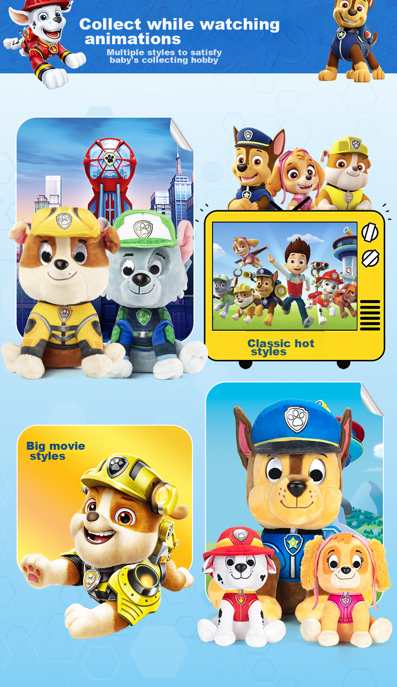 Мягкая игрушка PAW PATROL, собака, классический стиль, серая, маленькая, сидячая, милый плюшевый зверек, подарок на день рождения для мальчиков и девочек