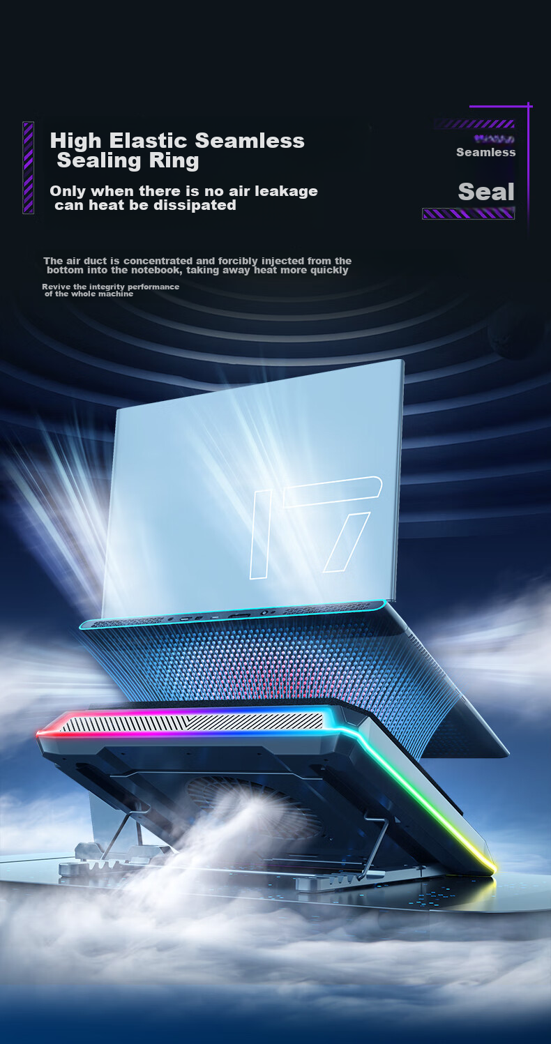 Охлаждающая подставка для ноутбука ICE COOREL A8, регулируемая скорость, RGB подсветка, для ноутбуков 15-21 дюйм
