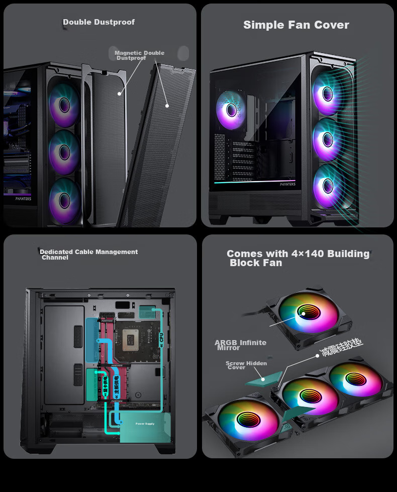 Компьютерный корпус PHANTEKS G400A Black Mid-Tower ATX, с боковым окном, черного цвета, с поддержкой водяного охлаждения