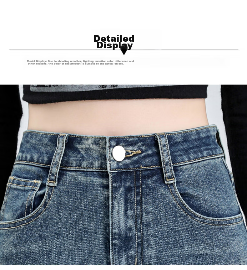 Женские джинсы JEANSWEST, модные брюки с легким клешем, осенние брюки с высокой талией, повседневные узкие брюки для похудения в стиле ретро, синие XL