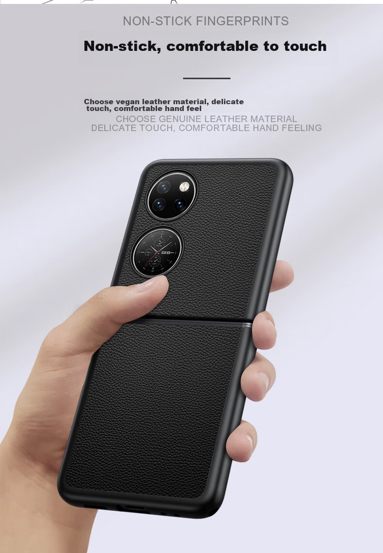 Чехол ZhengJian для Huawei Pocket 2, противоударный, из натуральной кожи, с защитой камеры, ультратонкий, черный