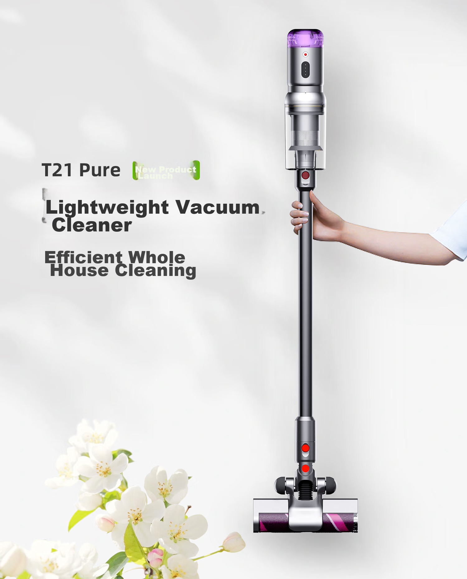 Беспроводной пылесос Xiaogou T21 Pure, ручной, для дома, с высокой мощностью всасывания, для уборки от пылевых клещей, подходит для домашних животных и семей