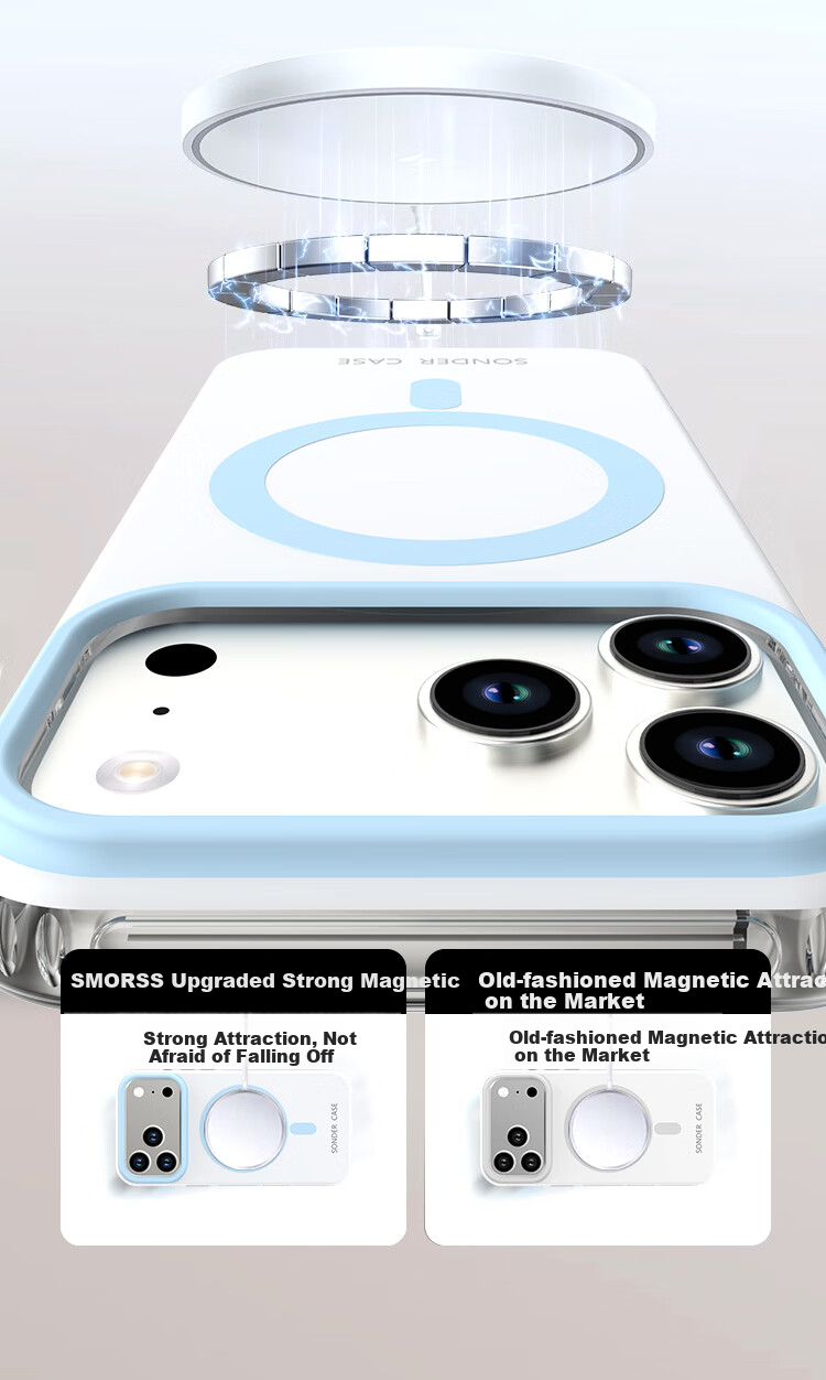 Чехол Smorss для Apple iPhone 17 Pro, противоударный, MagSafe, силикон/поликарбонат, сине-белый