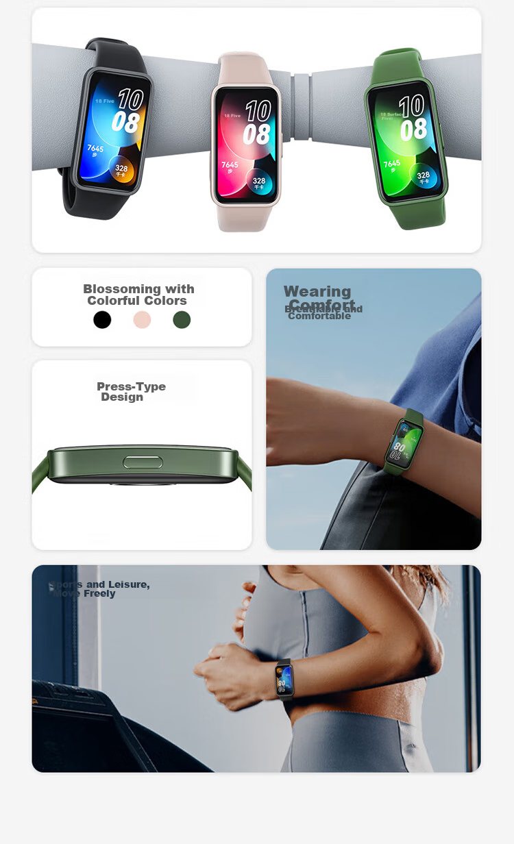 Ремешок CHENSONG для Huawei Band 8/9/10, силиконовый, спортивный, синий