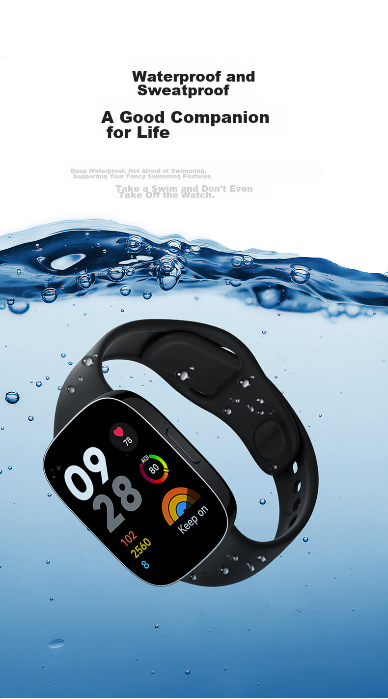 Ремешок CangHua для Xiaomi Redmi Watch 3, спортивный, водонепроницаемый, дышащий, силиконовый, черный