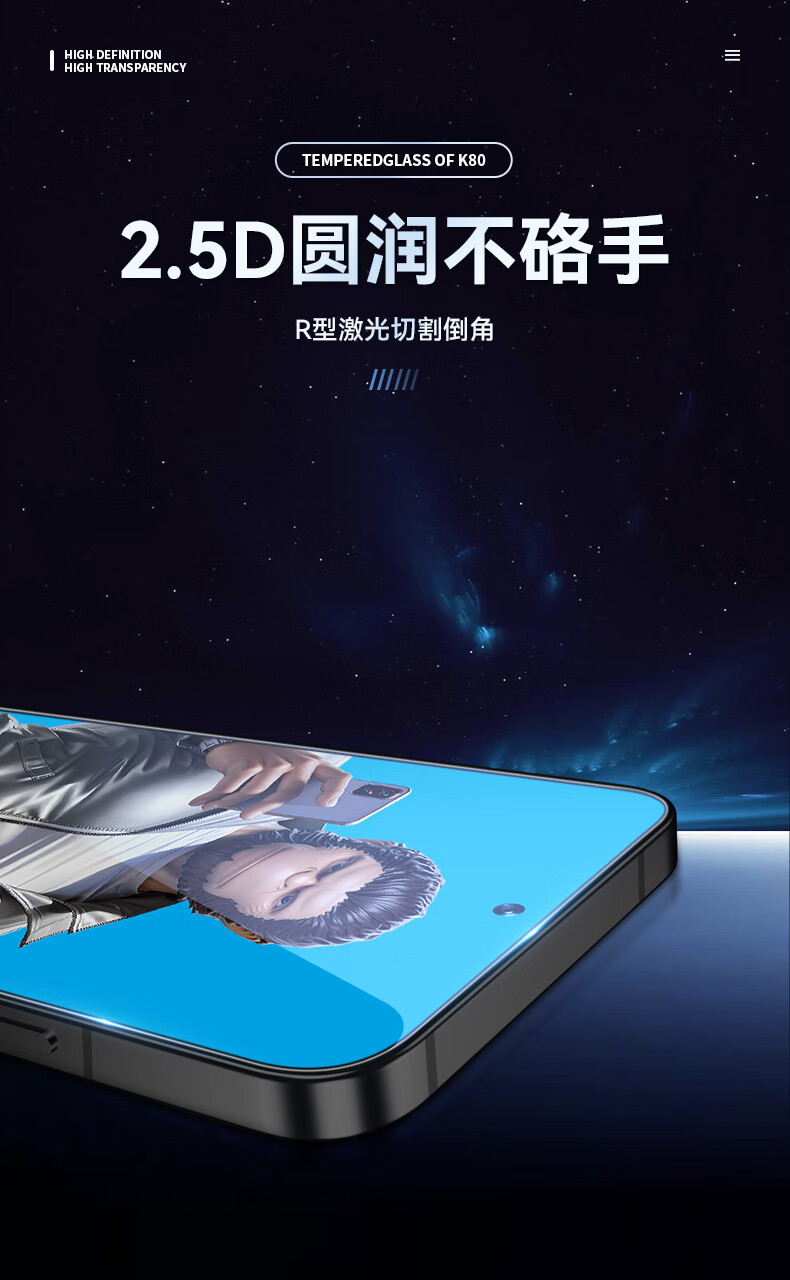 Защитное стекло Lanxingxiansheng для Xiaomi Redmi K80/K80 Pro, противоударное, антиотпечатковое, прозрачное
