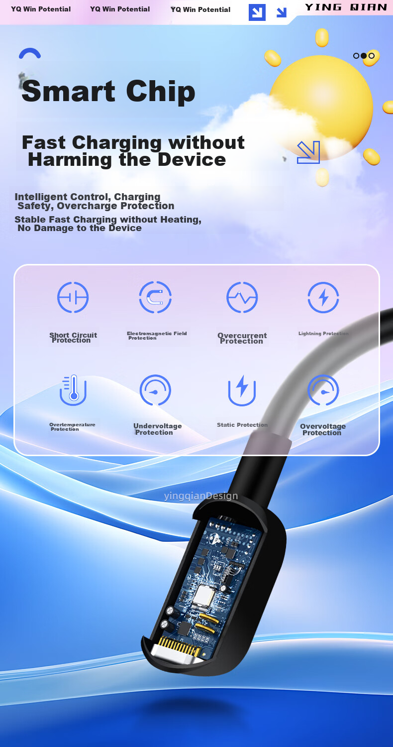 Кабель зарядный YINGQIAN для детских смарт-часов Xiaotianc Z6 Peak Edition, магнитный, быстрая зарядка, 1-2А, черный