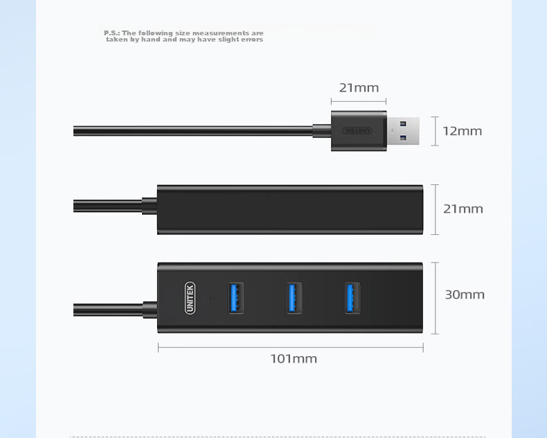 USB-хаб UNITEK Y-3089ABK, 4 порта USB 3.0, кабель 1.2 м, черный