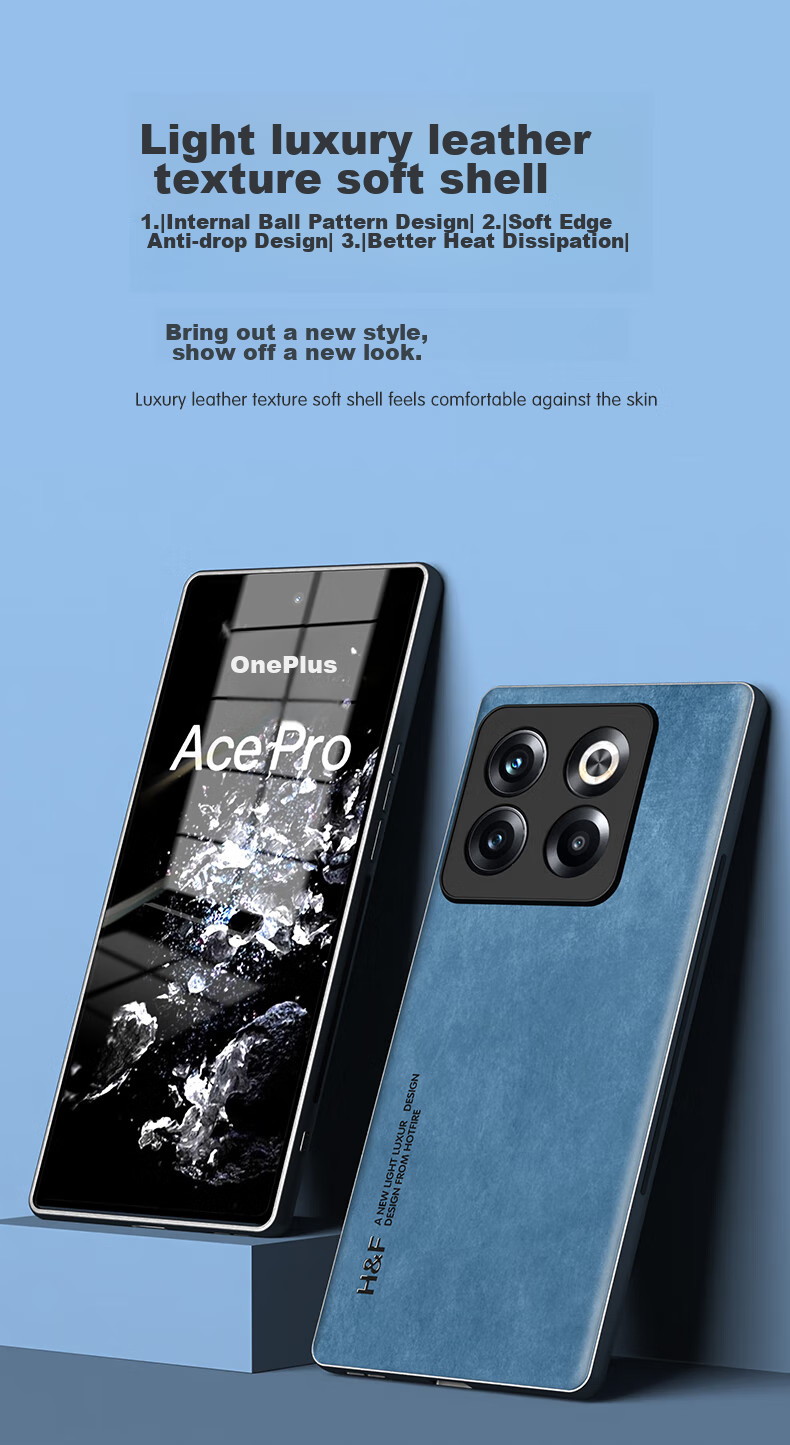 Чехол HotFire для OnePlus Ace Pro, защита от падений, простой стиль, кожа, черный
