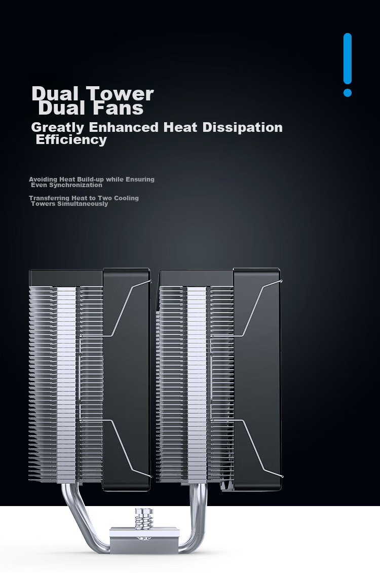 Кулер для процессора JONBO CR-3000E Standard Edition, двухбашенный, с двумя вентиляторами, 6 тепловых трубок, ШИМ, для многоплатформенных систем, с термопастой