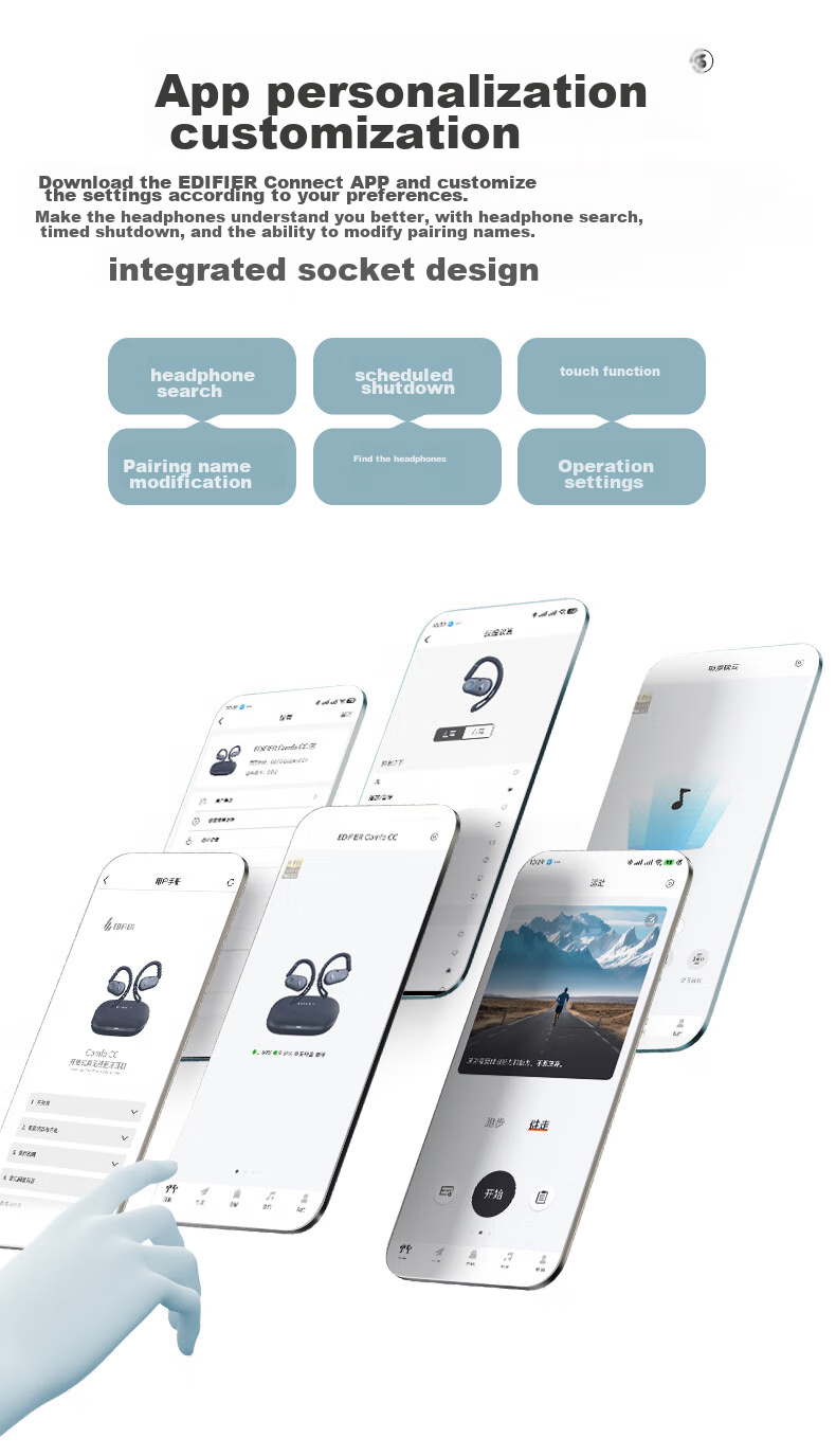 Беспроводные наушники Edifier Comfo CC, спортивные, с креплением на ухо, с ультрадолгим временем работы от батареи, синие
