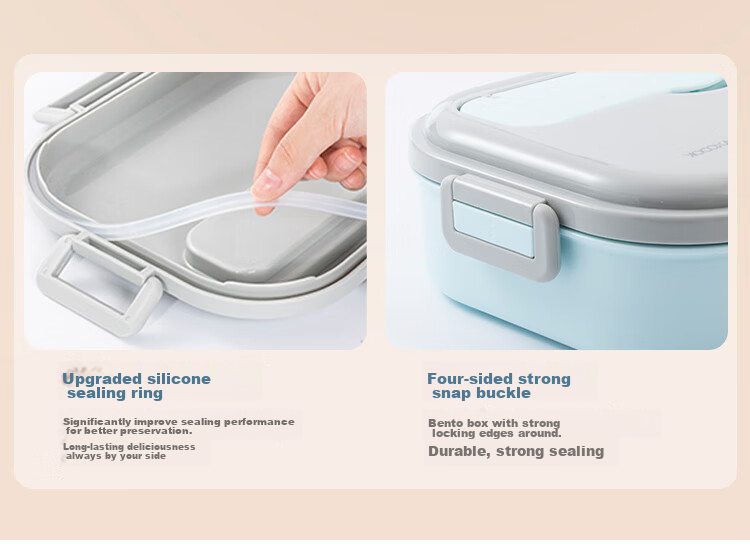 Ланч-бокс MAXCOOK 316L из нержавеющей стали, 5 отделений, с вилкой и ложкой, 1.6 л, синий