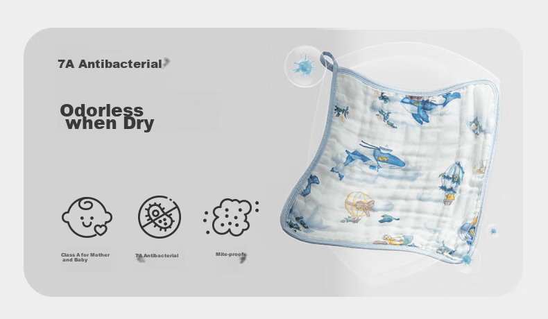 Детские пеленки Babycare из чистого хлопка, 6-слойные, размер 30x30 см, цвет "Гавайское небо" (5 шт.)