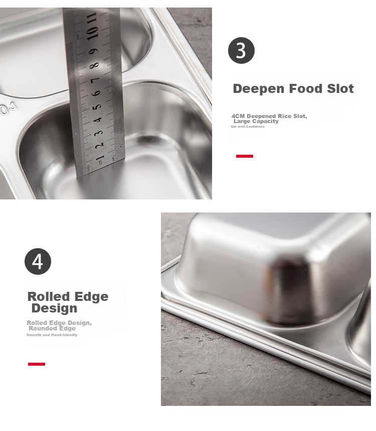 MAXCOOK 304 Нержавеющая сталь, 4 отделения, глубокая, толстая, разделенная, для фастфуда, для студентов, MCFT168