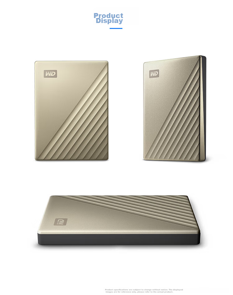 Внешний жесткий диск Western Digital My Passport Ultra, 4 ТБ, Type-C, 2.5 дюйма, золотой, механический, внешний, шифрованный, совместимый с Mac, большой емкости для домашнего хранения