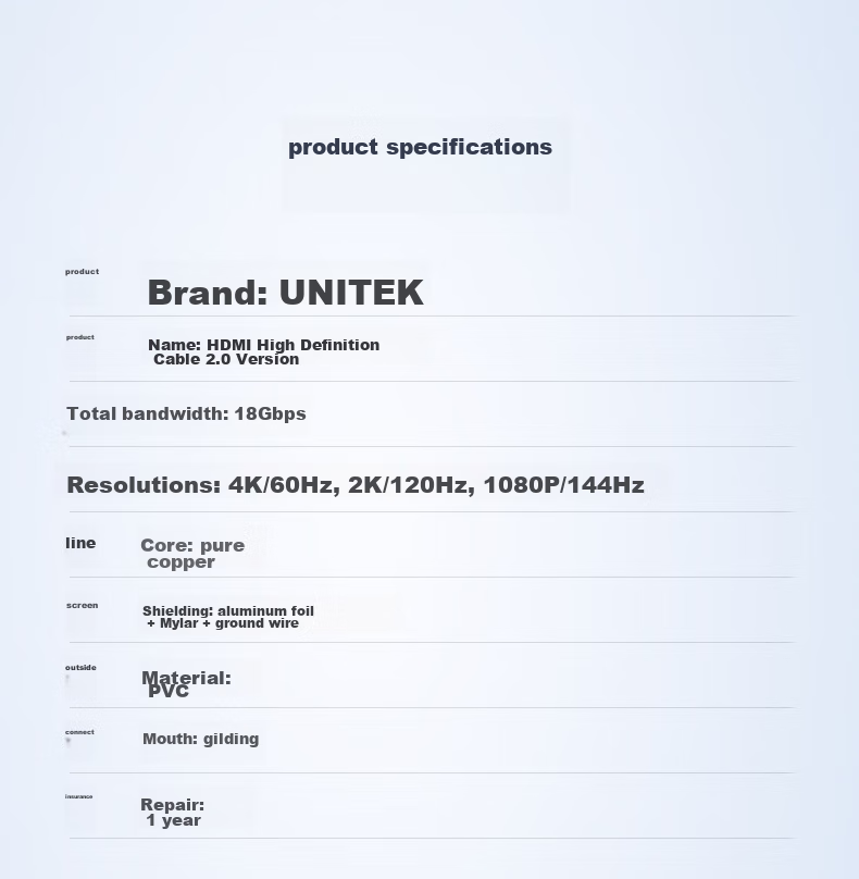 Кабель UNITEK HDMI версии 2.0, 4K Ultra HD, 3D, 3 метра, JC3004