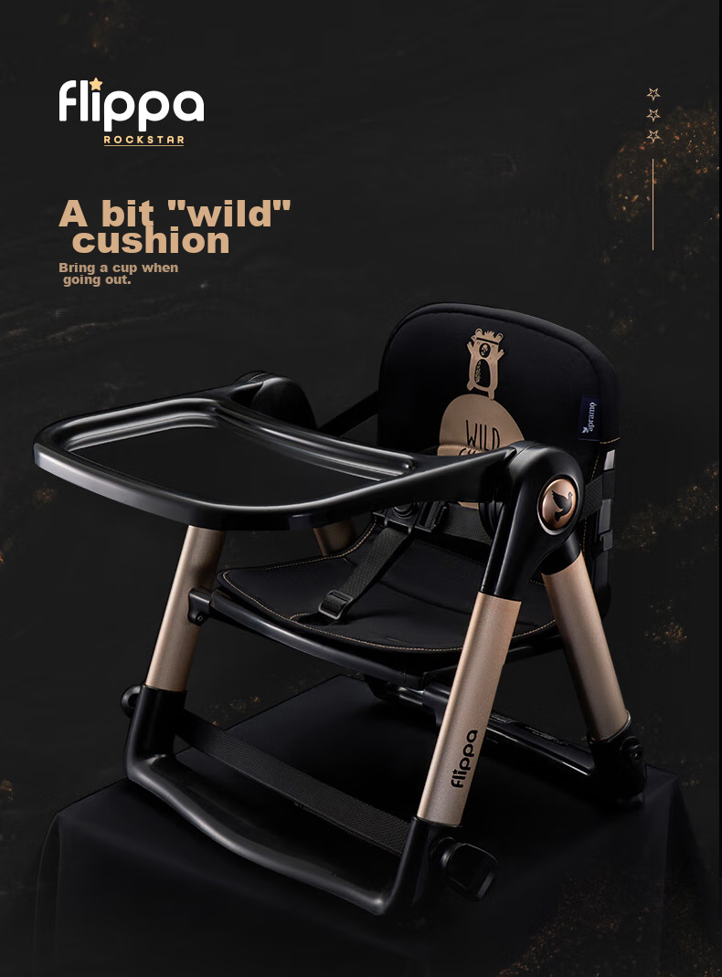 Детский стульчик для кормления Apramo Jazz Black Limited Edition, складной, портативный