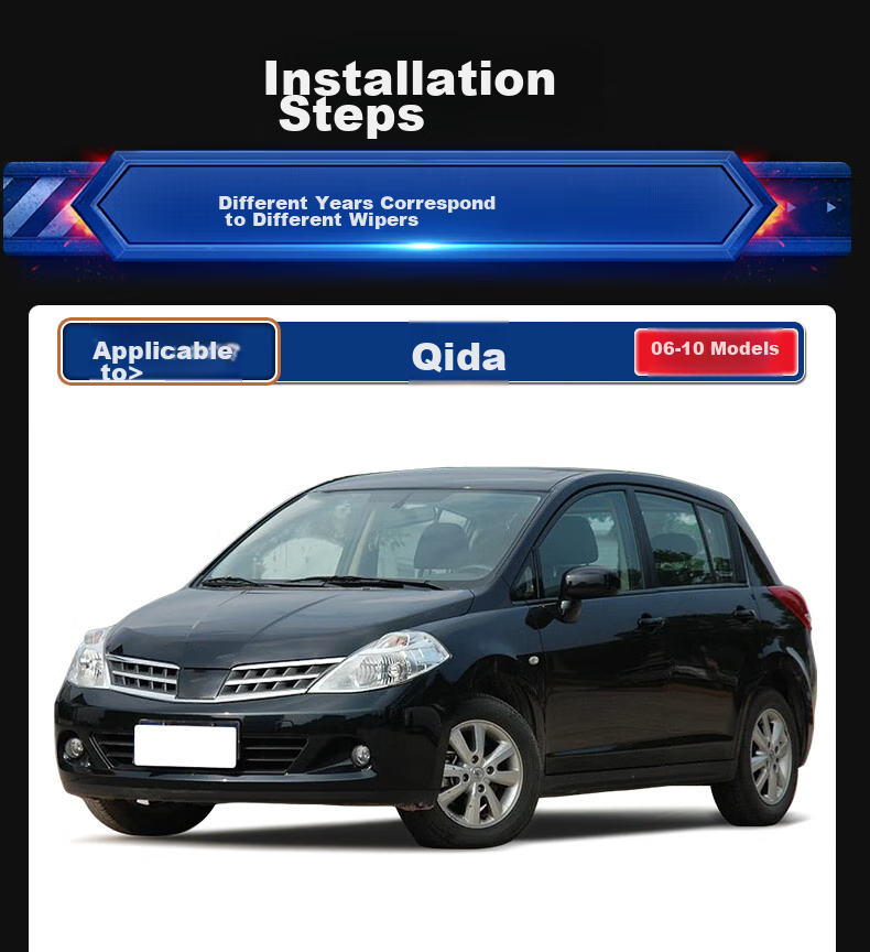 Дворники YITU для Nissan Tiida (2006-2010), бескаркасные, резина А-класса, 2 шт.