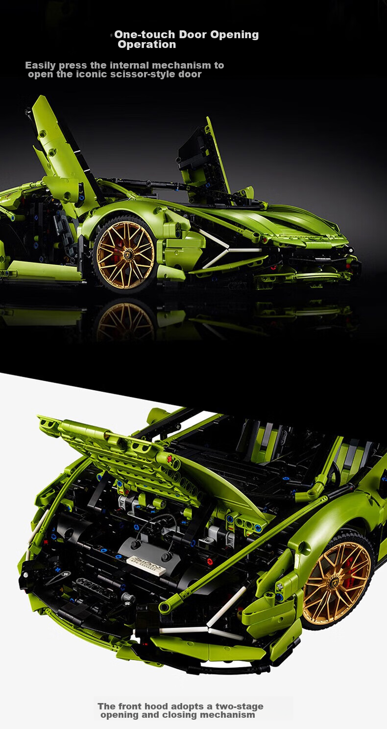Конструктор Miaoyan Lamborghini, радиоуправляемая модель гоночного автомобиля, совместимый с Lego, игрушка для мальчиков 7-14 лет, подарок на день рождения