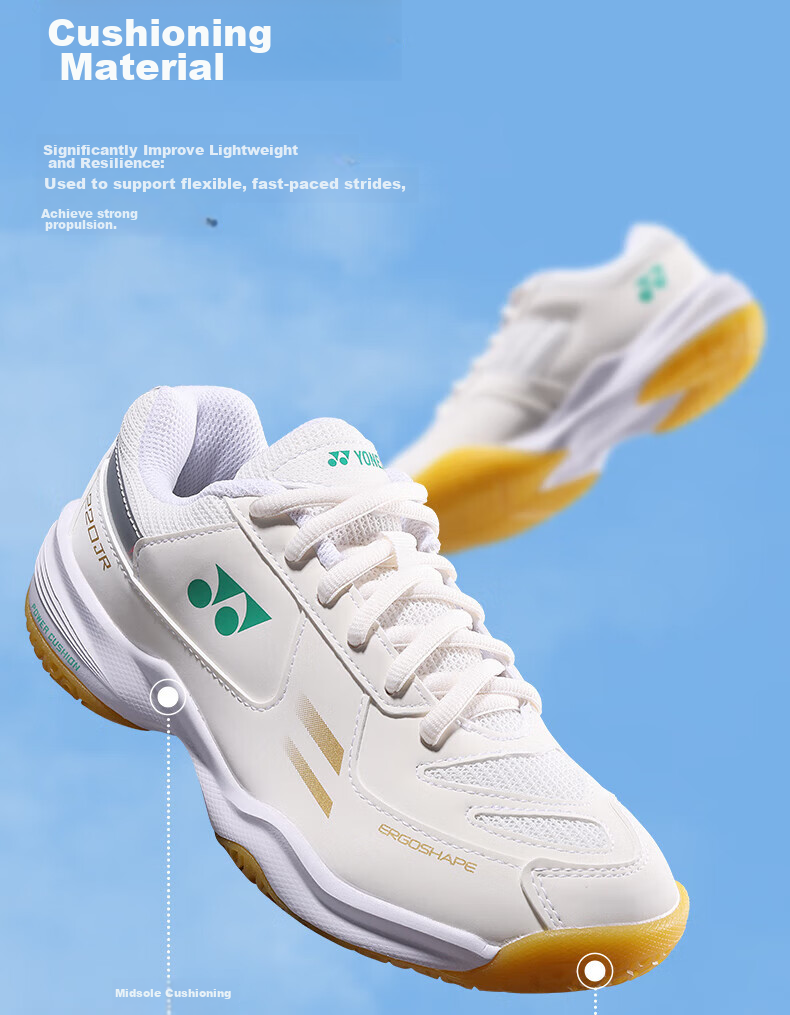 Детские кроссовки для бадминтона YONEX SHB220JRCR Off-White, размер 36