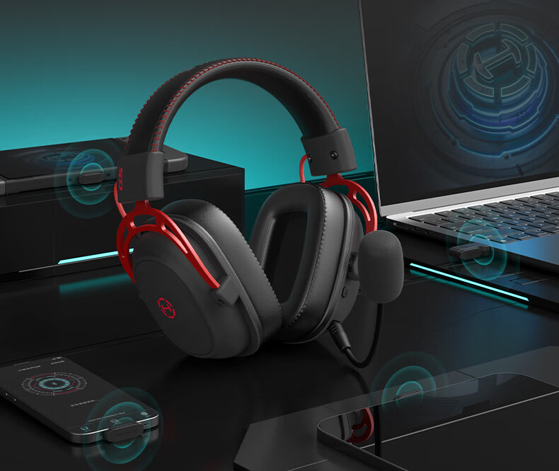 Беспроводная игровая гарнитура EDIFIER HECATE G5 Wireless Edition, 2.4G, Bluetooth, 7.1 объемный звук, накладные, черный/красный