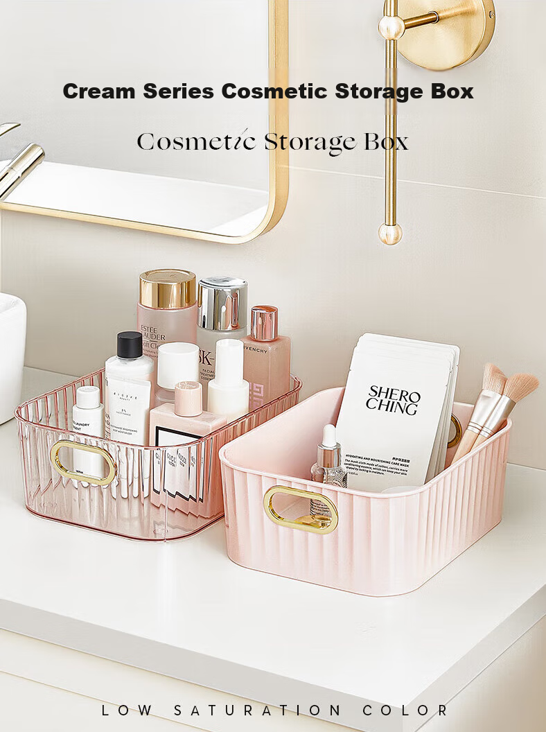 Органайзер для косметики EACHY Ice Pink, 3 яруса, прозрачный пластик