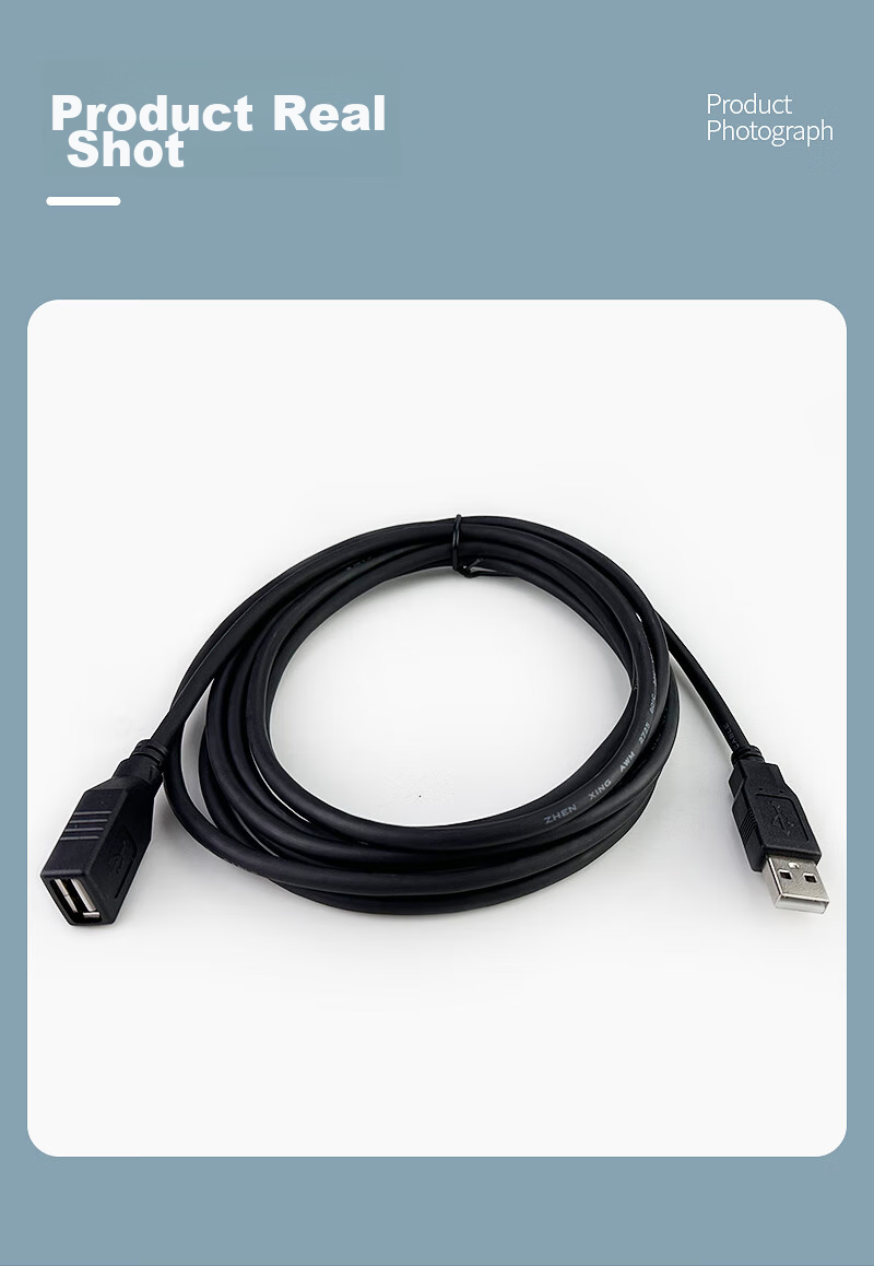 Кабель-удлинитель Yeren USB 2.0, 5 метров, от USB-A папа до USB-A мама, черный