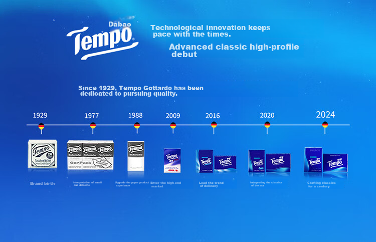 Бумажные салфетки TEMPO Yibo's Choice, 4-слойные, 90 шт. в упаковке, 18 упаковок в коробке, натуральные, без отдушек, водостойкие и прочные
