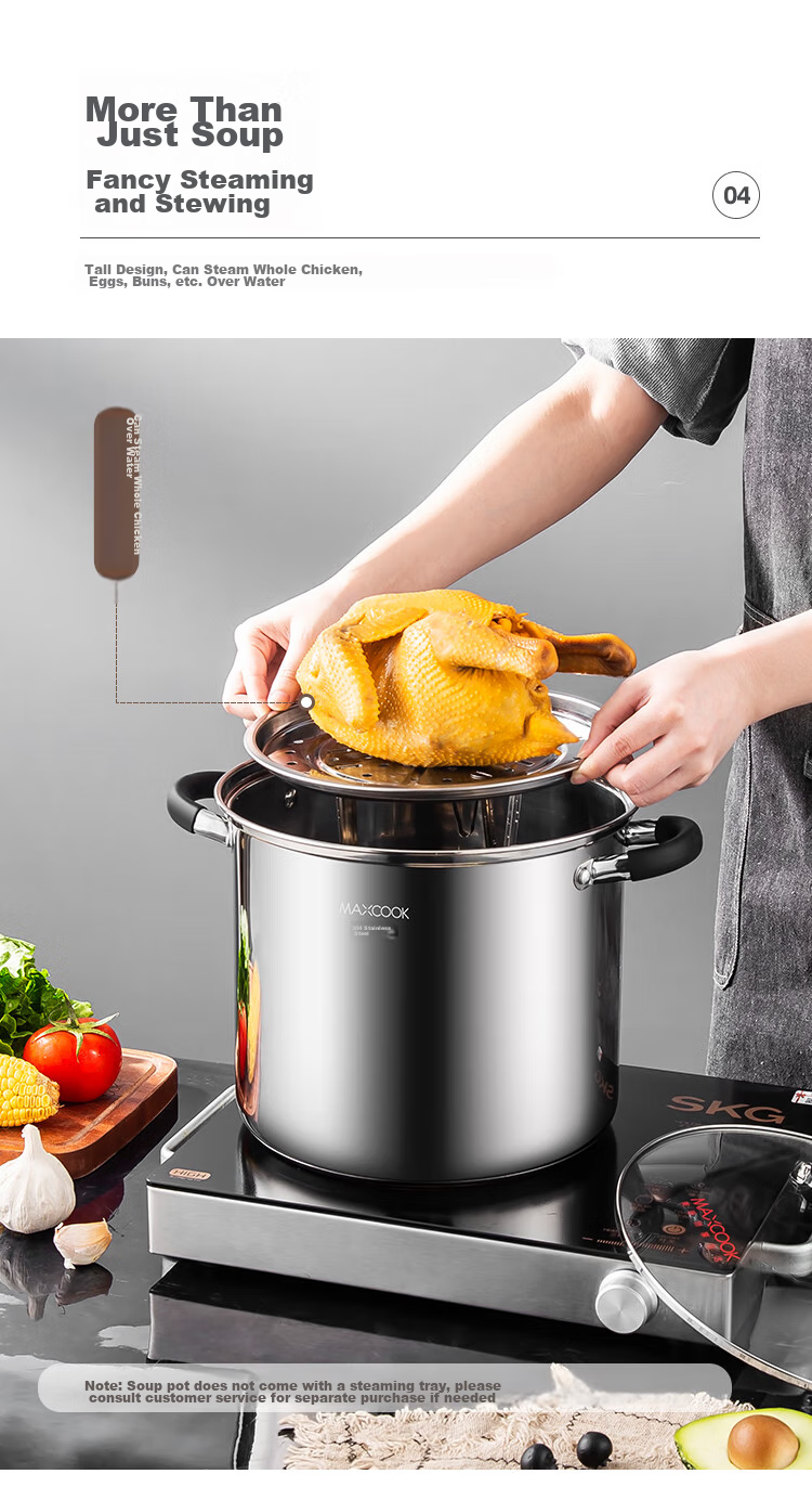 Кастрюля MAXCOOK MCT3400, 304 нержавеющая сталь, двойное дно, 28 см, для всех видов плит