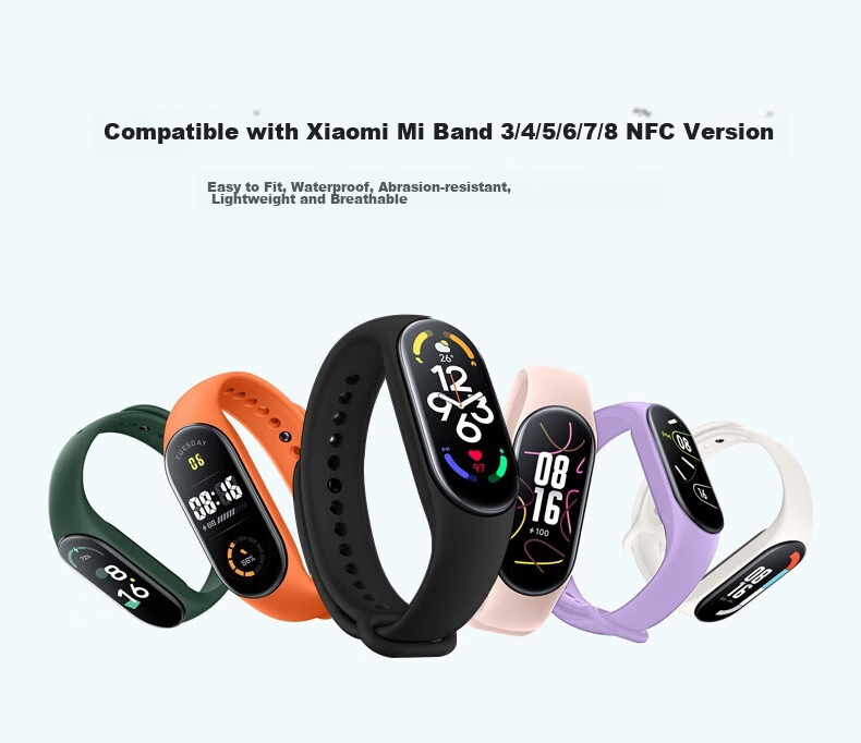 Ремешок CHENSONG для Xiaomi Band 5/6/7/NFC, спортивный силиконовый ремешок для умных часов, черный