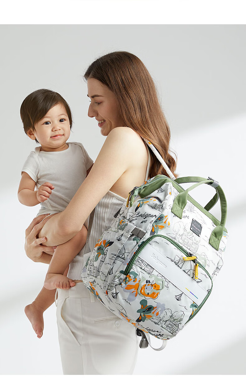 Рюкзак-переноска для детей Babycare Mommy Bag, многофункциональный, вместительный, для мам, с отделением для бутылок, серый