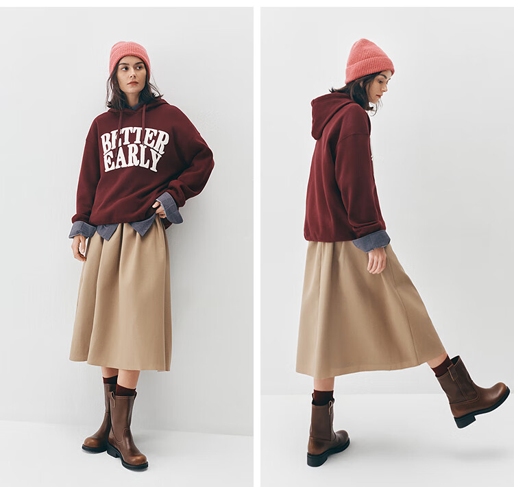 Женская толстовка Semir, флисовая, оверсайз, с буквенным принтом, для зимы 2025, повседневный стиль