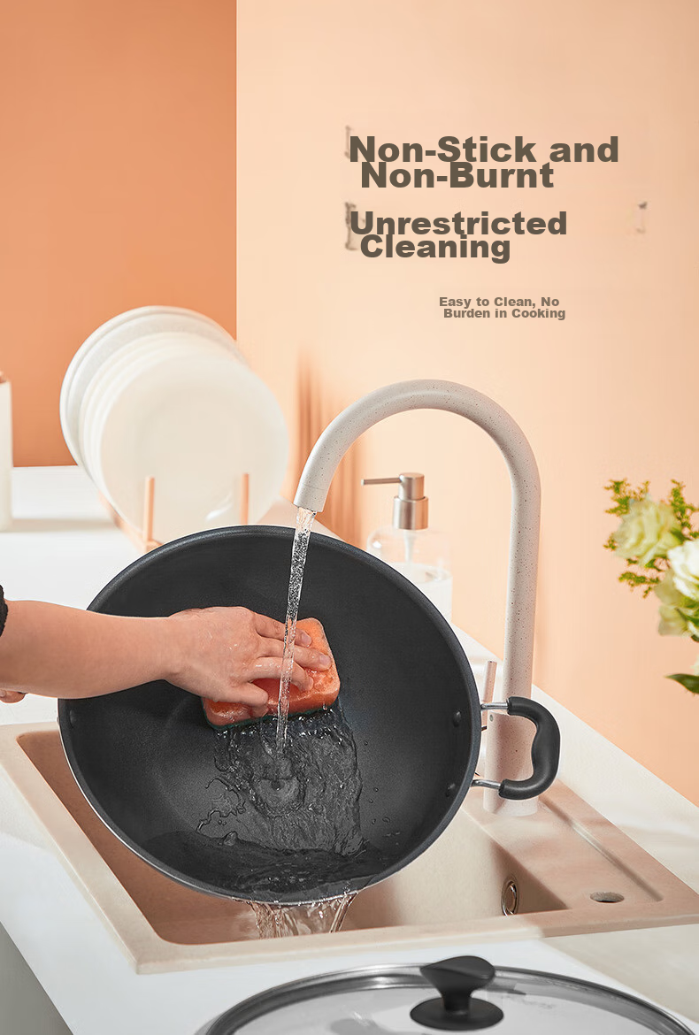 Сковорода SUPOR Non-Stick Wok 34 см, подходит для индукционных и газовых плит, здоровое приготовление пищи для домашнего использования PC34S1