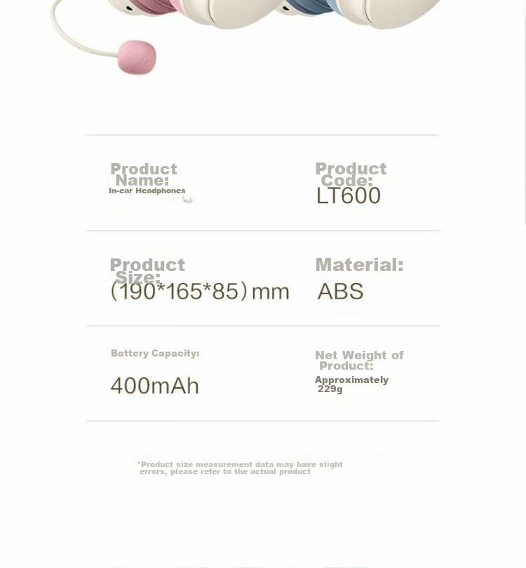 Детские наушники Deli LT600, Bluetooth 5.3, для детей, розовые, с микрофоном, для обучения и прослушивания музыки