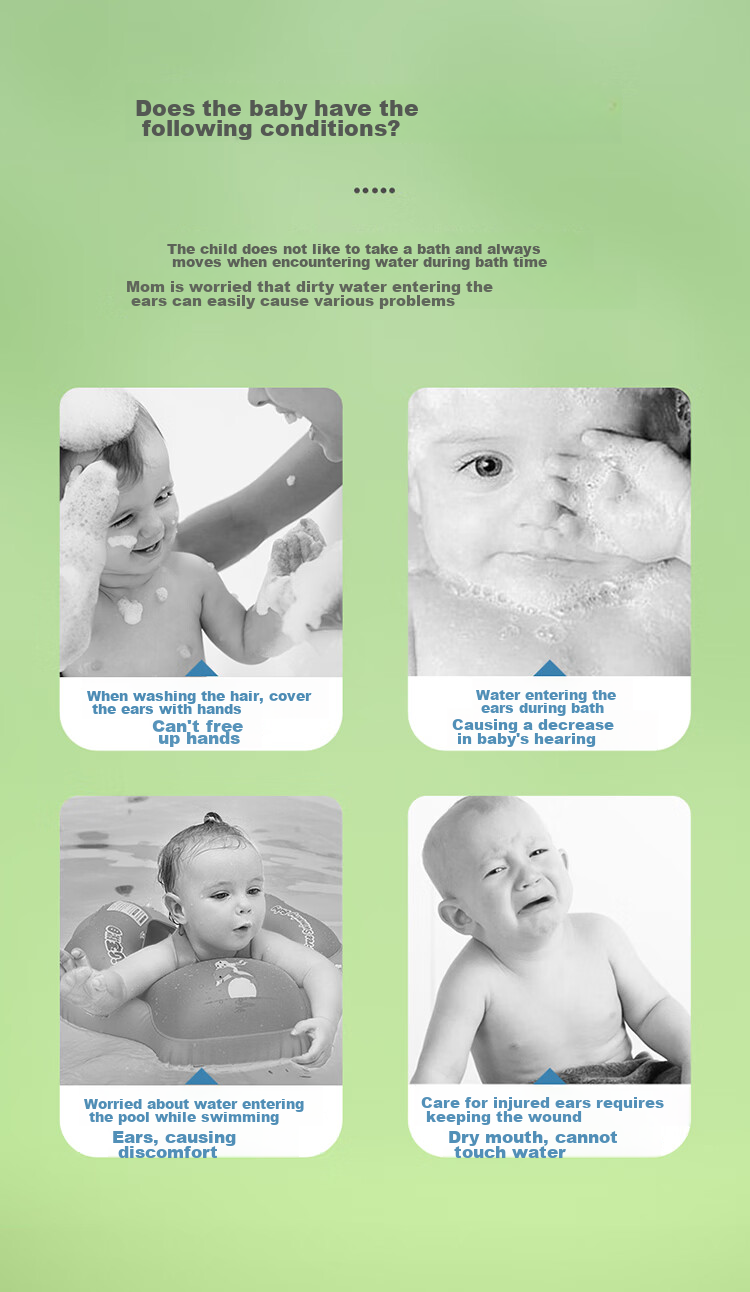 Защитные накладки на уши для купания младенцев Care1st, водонепроницаемые, одноразовые, силиконовые, 12 шт.